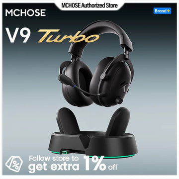 MCHOSE V9 Turbo Gaming Headset Support BT 2.4G Low Latency Wireless E-Sport Top Speed Connection with 2000mAh Magnetic Charging