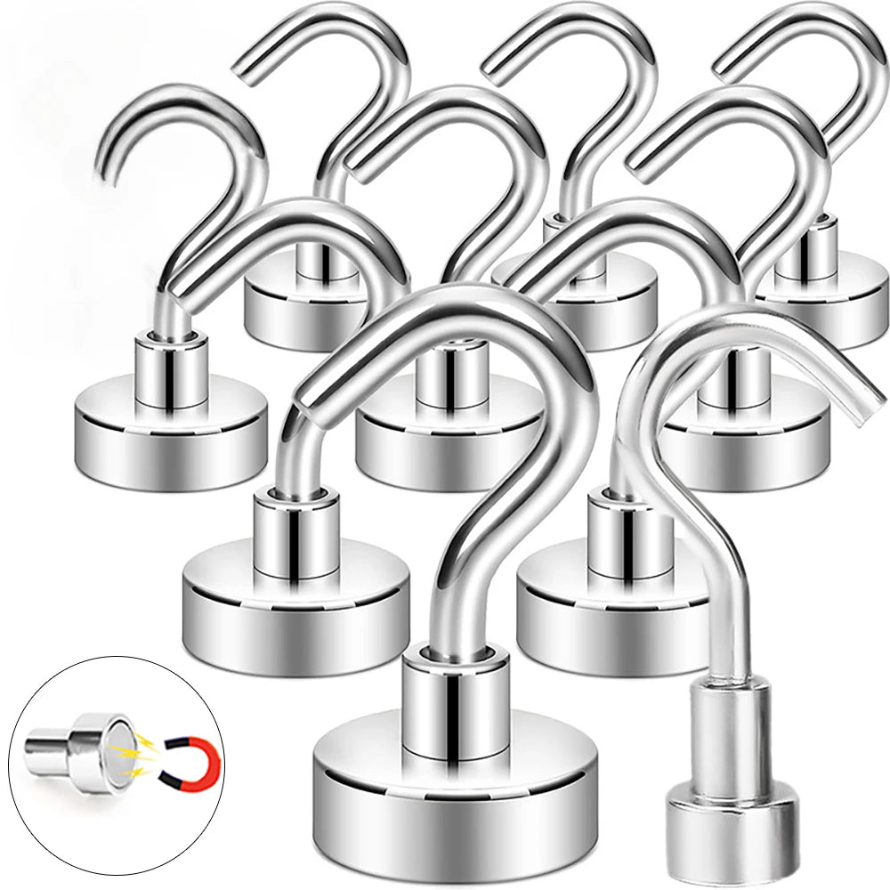 20/1PCS Metal Strong Magnetic Hook Wall-mounted Heavy-duty Magnetic Hook Key Hanger Home Kitchen Bathroom Accessories Magnet