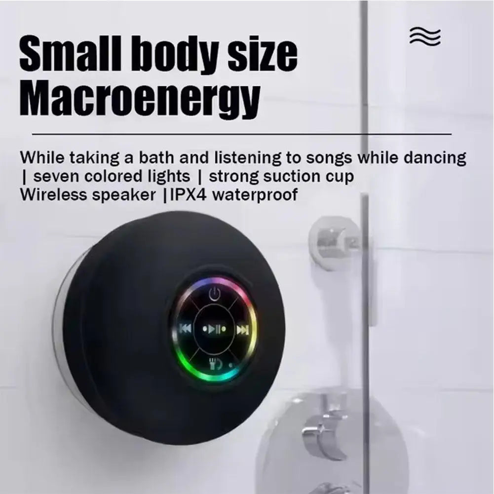 Portable Wireless Bluetooth Speaker LED IPX4 Waterproof Loudspeaker Outdoor Bathroom Large Suction Cup Mini Stereo Sound Box