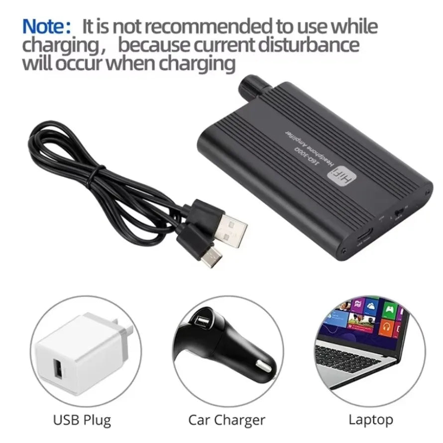 HiFi 16-300Ω Headphone Amplifier 3.5mm Audio Amplifier Stereo Adjustable Headphone Volume Amplifier With two-stage gain switch