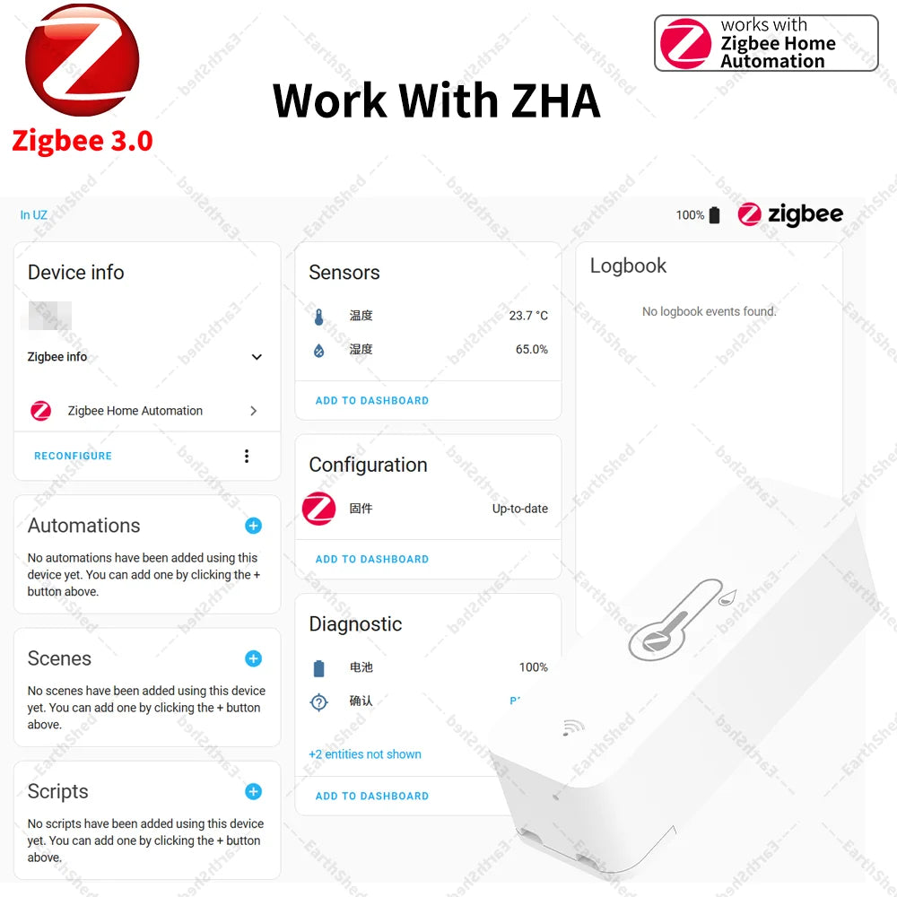 Zigbee 3.0 Temperature and Humidity Sensor Zigbee Hub Required work with Home Assistant Yandex Alexa ZHA Zigbee2MQTT
