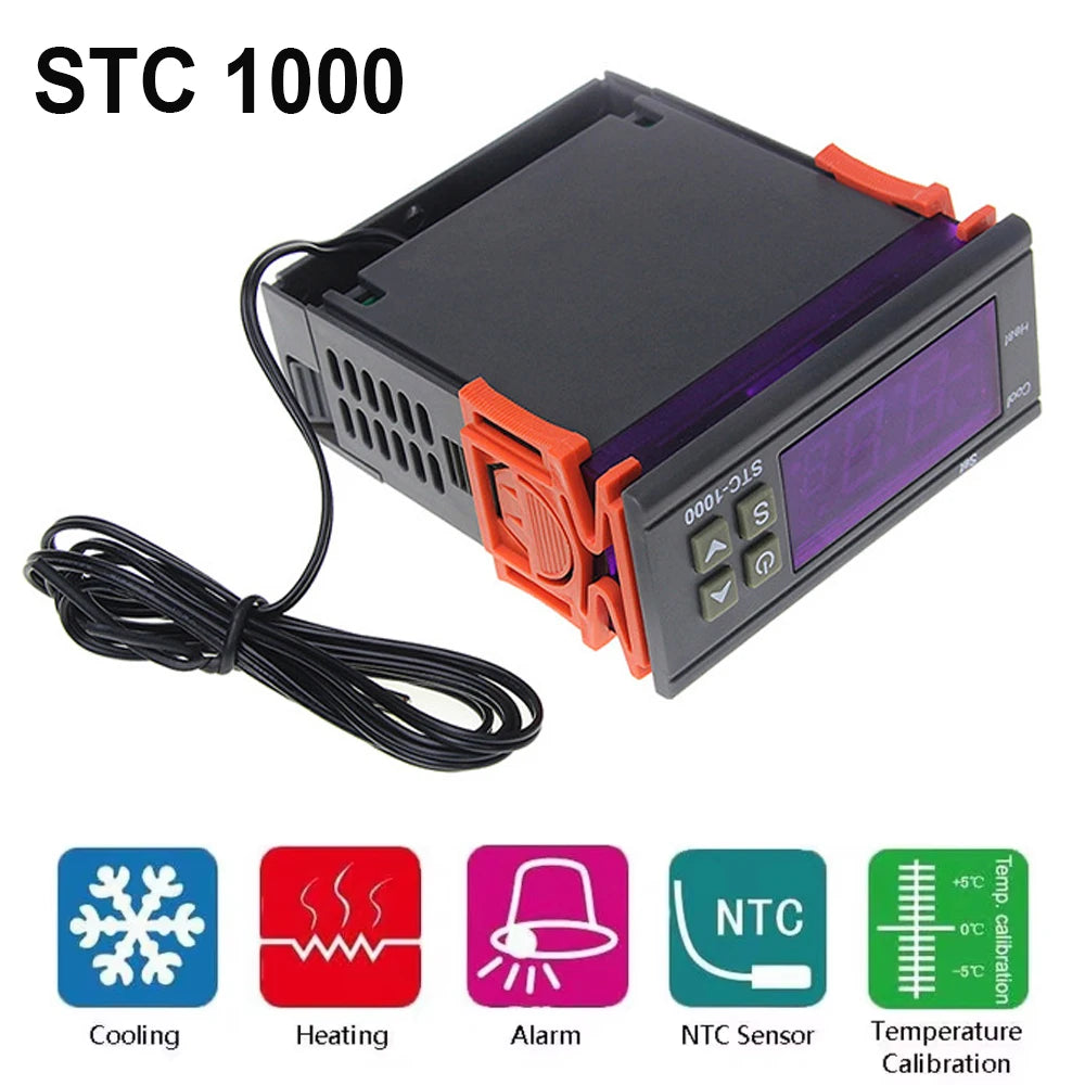 STC-1000 Digital LED Temperature Controller Heating Cooling Centigrade Thermostat 2 Relays Output with NTC Sensor Probe 12v 24v