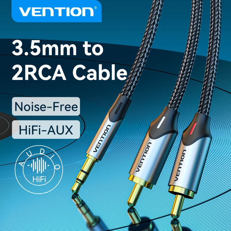 Vention RCA Cable HiFi Stereo 3.5mm Jack to 2RCA  Audio Cable AUX RCA 3.5 Y Splitter for Amplifiers Audio Home Theater Cable RCA