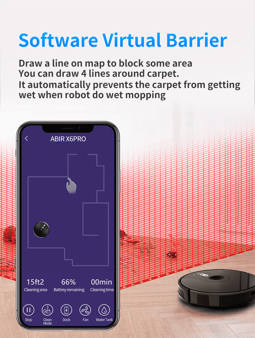 Robot Vacuum Cleaner ABIR X6 ,Visual Navigation,APP Virtual Barrier,6000PA Suction,Smart Home Mop,Floor Carpet Washing Tool