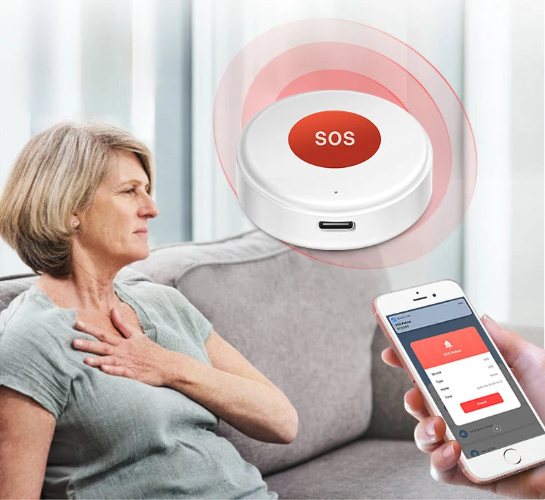 Smart Life APP WiFi SOS Emergency Button Tuya Home Security Elderly Children One Click Call Help Alarm Remote Notification