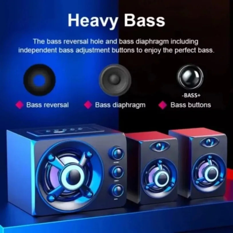 Upgrade HIFI 3D Stereo Speakers With LED Light AUX USB Wired Wireless Bluetooeh 5.0 Audio Home Theater Surround Sound Bar TV
