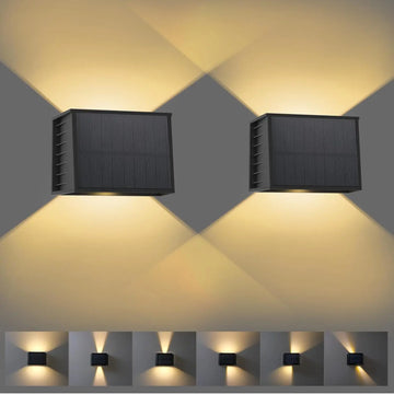 1/2pcs Outdoor Solar Lamp Solar Wall Light Upper and Lower Beam Angles Warm White IP65 Garden Solar Light for Garden Fence Wall