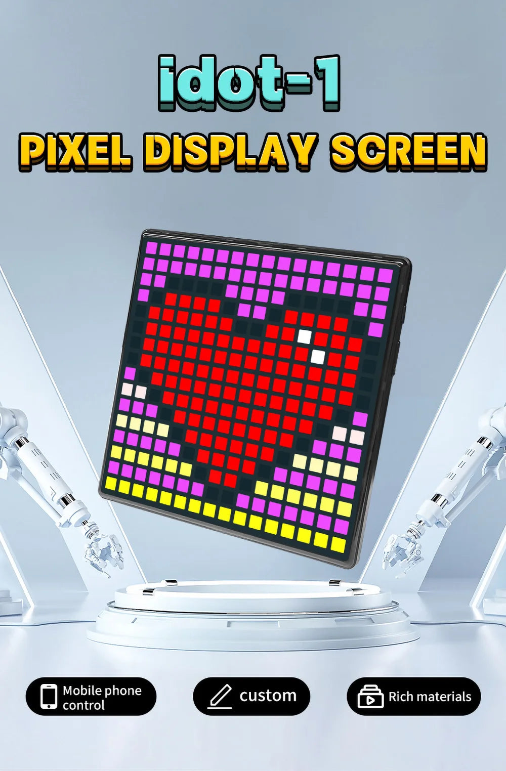 64X64 Smart LED Pixel Display RGB DIY Programmable Pixel APP Control Art Display Creative Animations For Gaming Room Decor