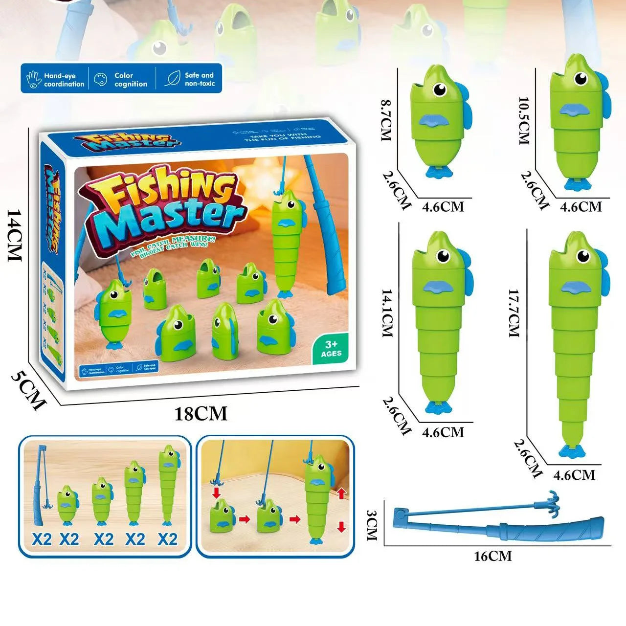Fishing Battle Board Game Kid Fishing Master Toy Fish Body Stretchable Long Short Competition Family Interaction Educational Toy