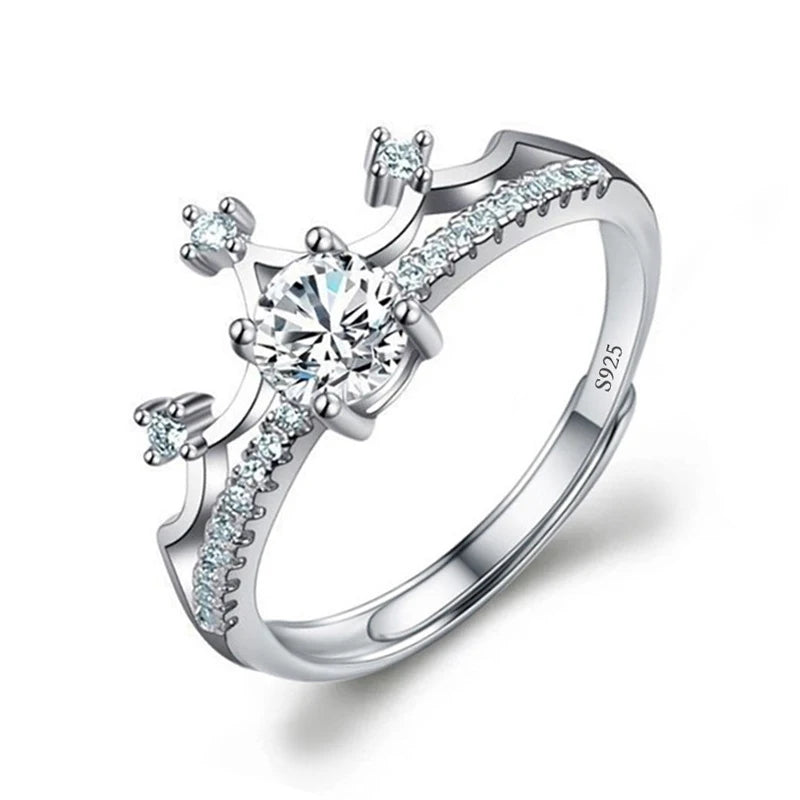 Moissanite Engagement Finger Rings Inlaid Diamond Open Ring For Women 925 Silver Promise Wedding Adjustable Rings Fine Jewelry