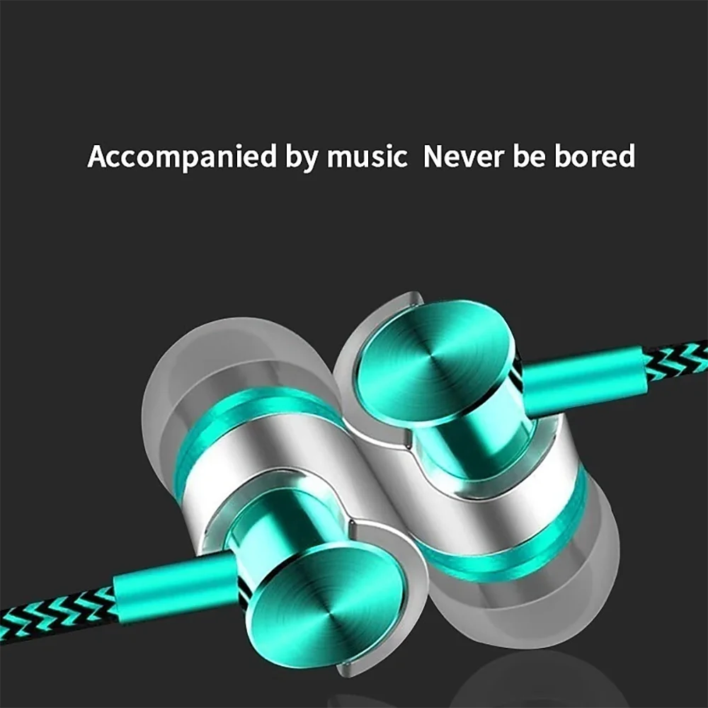 3.5mm Wired Headphones Noise Canceling In-Ear Sports Earphone Dual Driver Bass Stereo Gaming Headset HiFi Music Earbuds With Mic