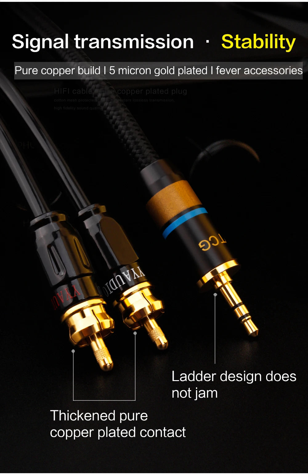 3.5mm to 2RCA audio cable, dedicated connection cable for mobile phones, power amplifiers, audio equipment and speakers