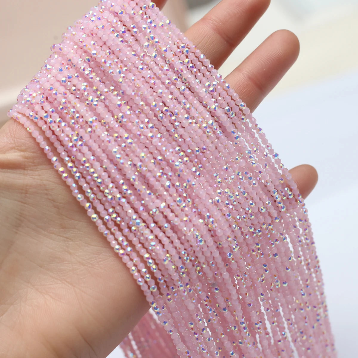 Natural Semi-Precious Stone Crystal Quartz Loose Beads Plating Color 2mm for Jewelry Making DIY Bracelet Necklace Lenght 38cm