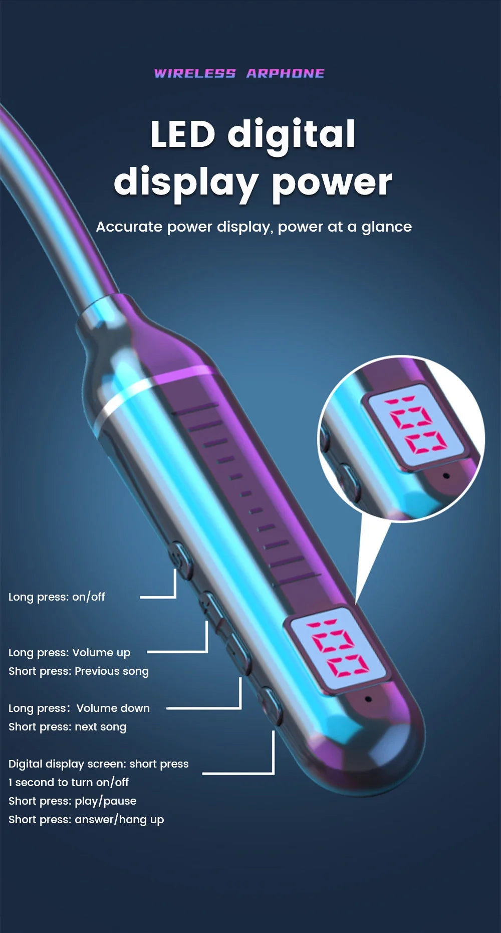 HyperWave 5.3 Wireless Neckband Gaming Earphones - LED-powered sound
