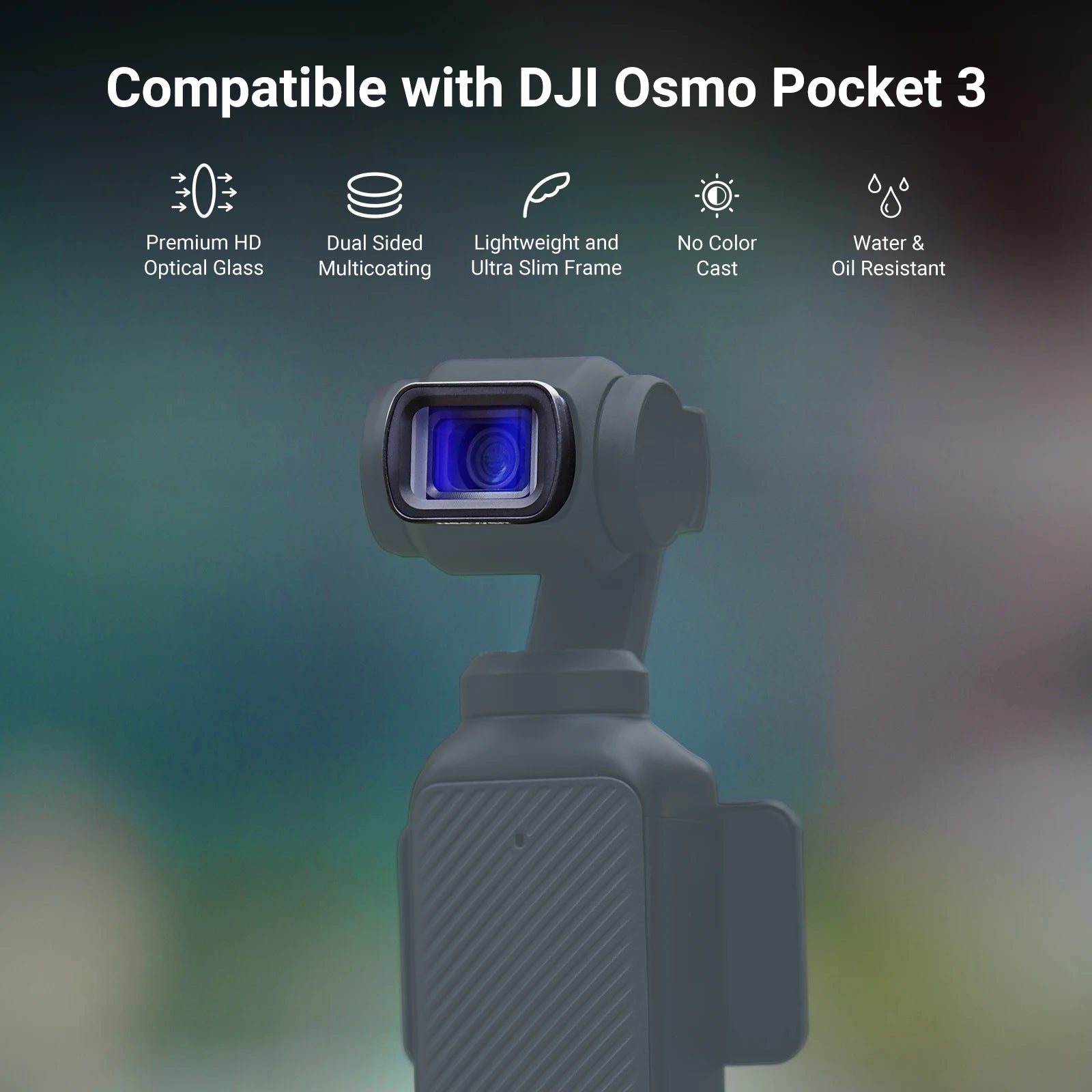 NEEWER 1.2X Blue Anamorphic Lens For DJI Osmo Pocket 3 Creator Combo Accessories, HD Optical Glass Magnetic Effect Lens