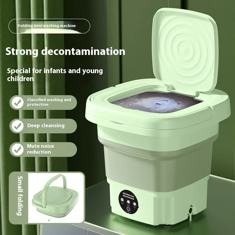 8L Portable Small Foldable Washing Machine with Spin Dryer For Socks Underwear Panties Washer Household Mini Washing Machine