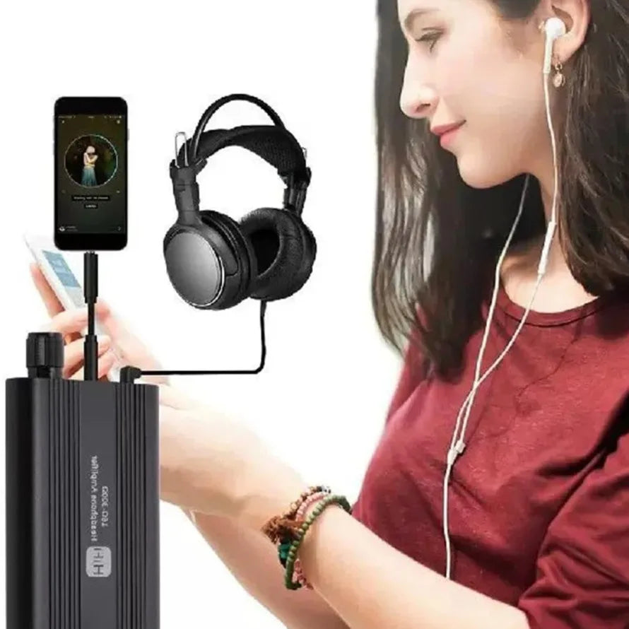 HiFi 16-300Ω Headphone Amplifier 3.5mm Audio Amplifier Stereo Adjustable Headphone Volume Amplifier With two-stage gain switch