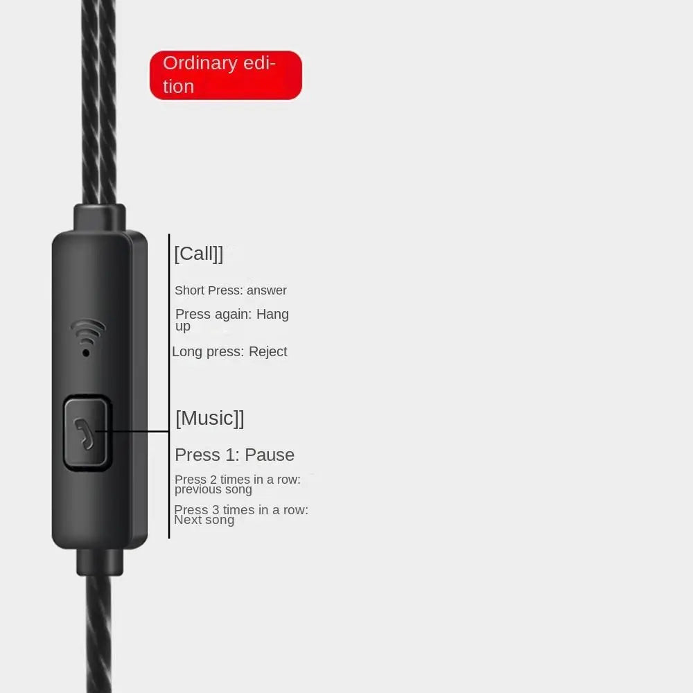 3.5mm Wired Headphones In Ear Headset Wired Earphones with Mic Bass HiFi Stereo Earbuds Sports In-line Control For Phones