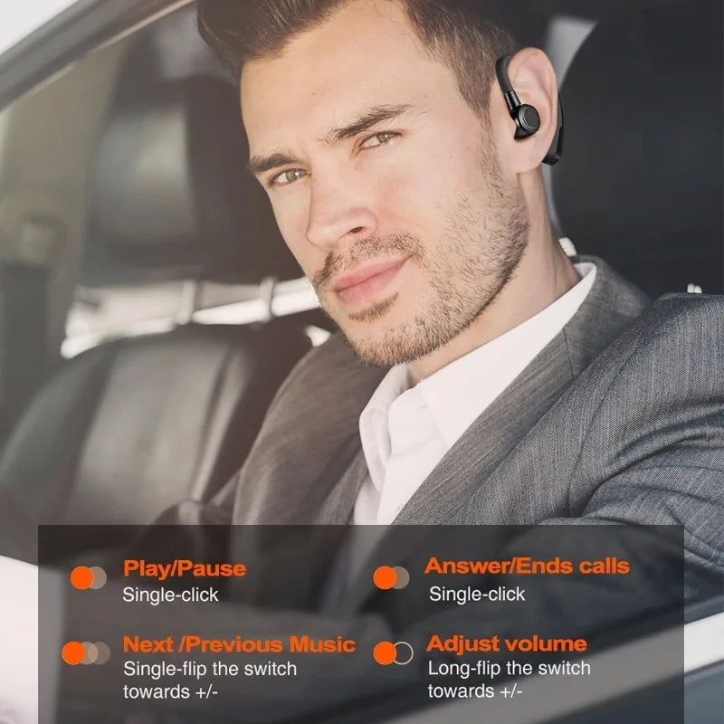 Wireless Earphones One Ear Bluetooth Headphones V9 TWS In-Ear EarHooks HiFi Mini Handsfree Car Calls Headset With Microphone