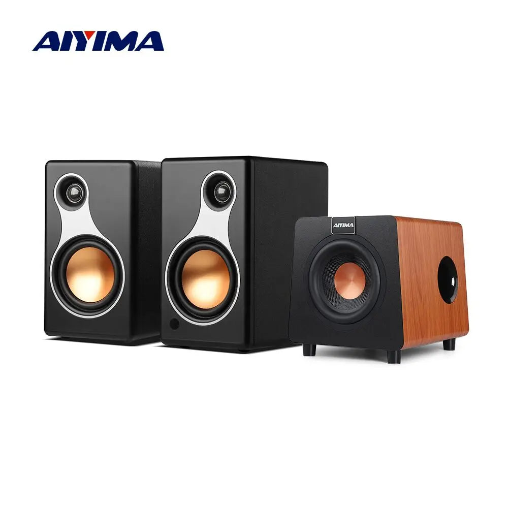 AIYIMA 2.1 Channel Bluetooth Speaker + 800X Subwoofer Hifi Home Sound Theater Wood Speakers Combination DIY Bookshelf Speakers