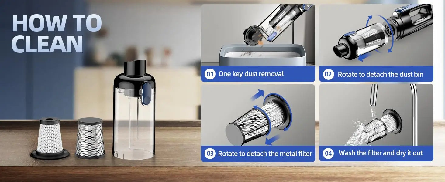 Car Vacuum Portable Cordless18000Pa 2 in 1 Vacuum CleanerAir Duster Handheld Vacuum Cordless Strong Suction Rechargeable
