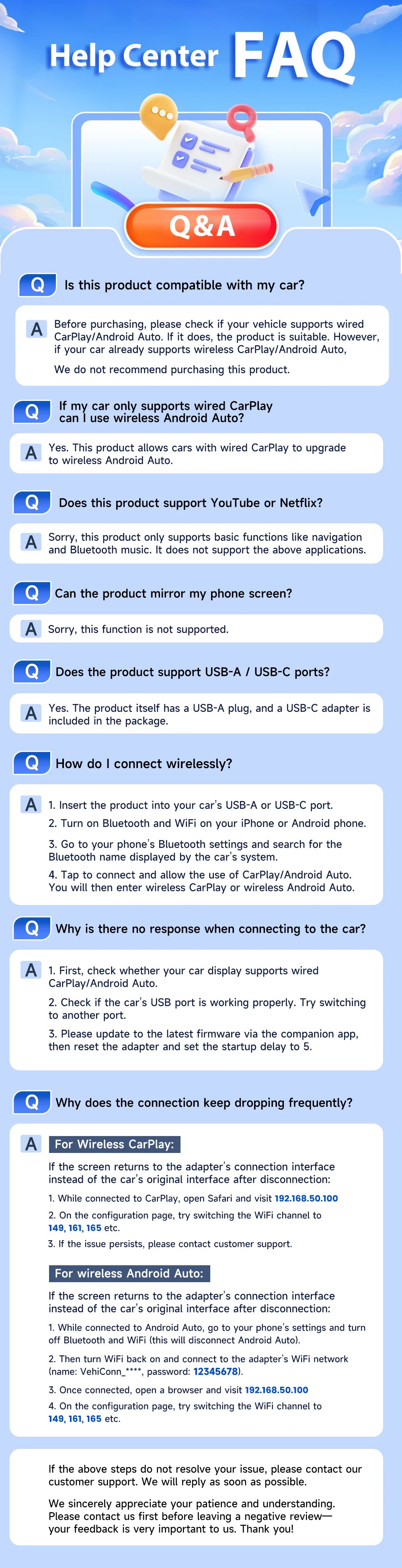 CarlinKit 5.0 Mini Ultra CarPlay Wireless Adapter 2 In 1 Wifi 5.8G Android Auto Wireless Dongle for Spotify Music OEM Car