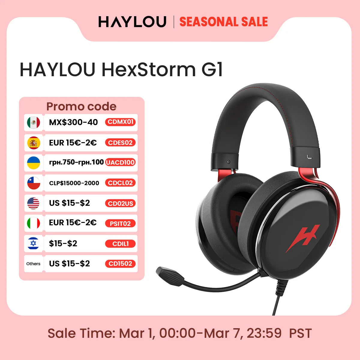 HAYLOU HexStorm G1 Wired Gaming Headphone 7.1 Surround Sound 50mm Dual Driver Esports Gamer Headset with Mic For PS4 PS5 PC