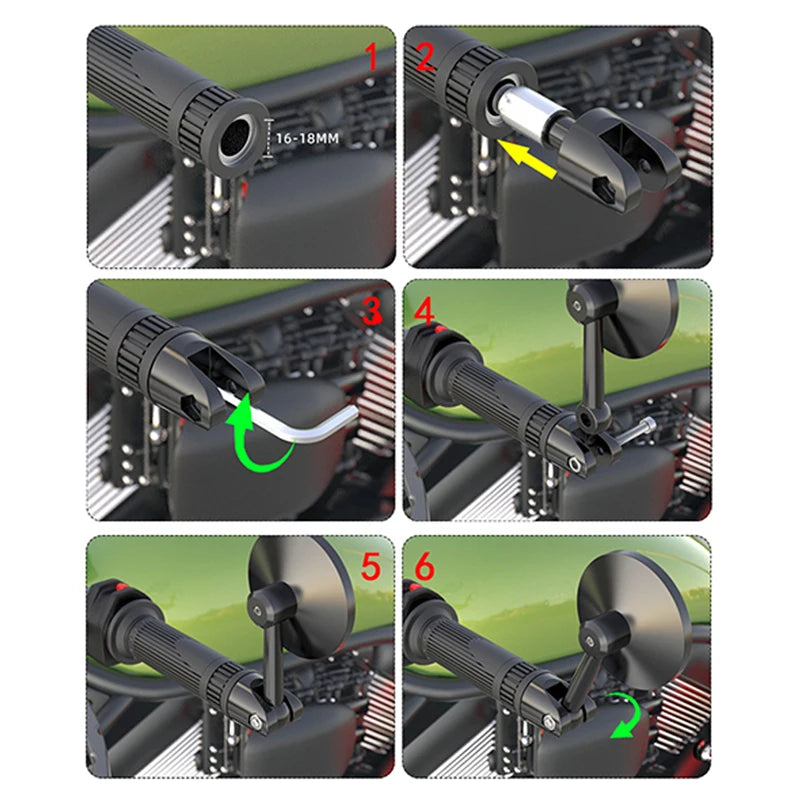 Motorcycle Handlebar Rearview Mirror Handlebar Extended Rear View Mirror Small Mirror Blind Spot Wide View Safety Turning Mirror