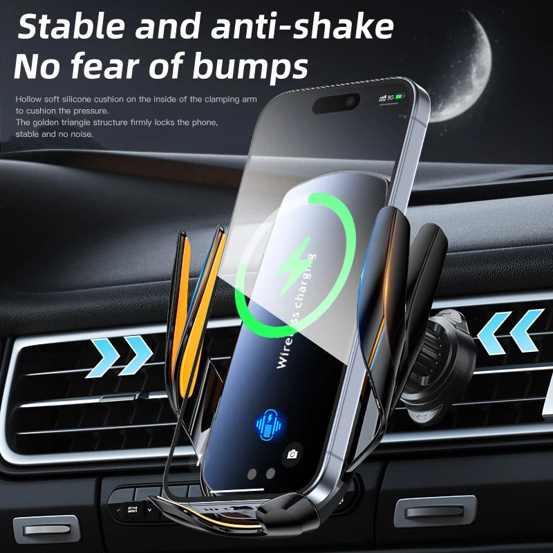 1PC updated car wireless phone holder with wireless charging, universal ventilation components, 360 ° rotating arm, USB connecto