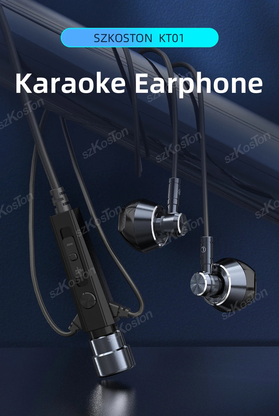 Wired HiFi Headphones with Mini Condenser Microphone Bass Dynamic Earphone Noise-Cancelling Headset for Sports Music Karaoke