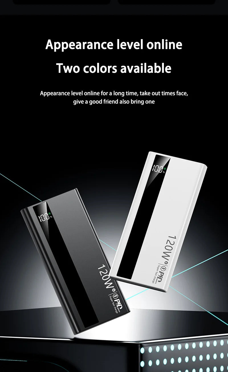 500000mAh High Capacity PowerBank 120W Super Fast Charging Portable External Battery Powerbank for iphone Huawei