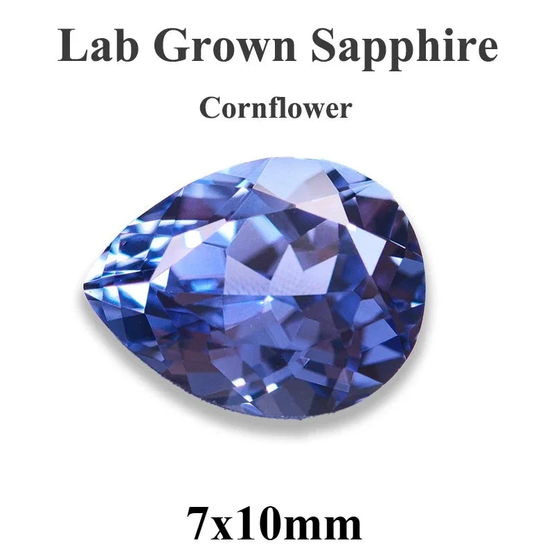 Lab Grown Sapphire Pear Cut Multiple Colors Available VVS1 Gemstone DIY Jewelry Making Materials with Selectable Certificate