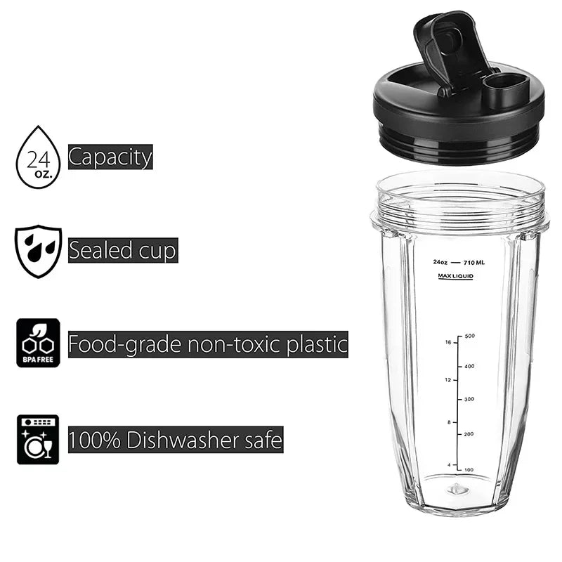 18/24/32OZ Cups for Ninja Blender with Lid for Ninja Auto iQ BL480 BL481 BL482 BL490 BL640 BL450 BL482 BL682 BL642 BL640