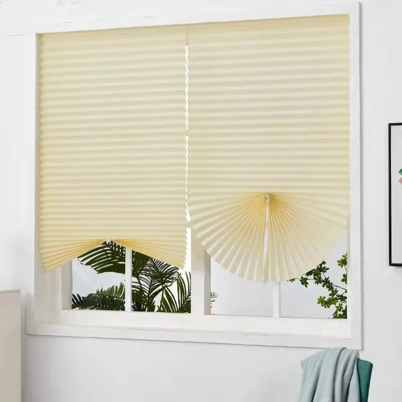 Easy to Install Light Filtering Pleated Paper Shades for Window Temporary and Portable Blinds with Clips Roman Zebra