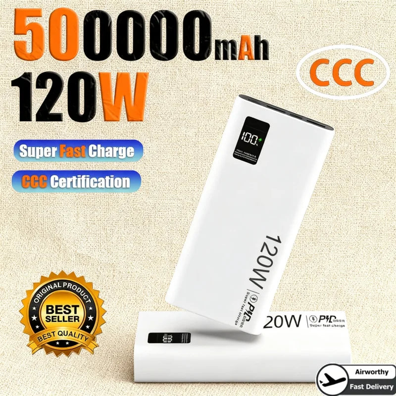 500000mAh Large-capacity Super-fast Charging Power Bank With Digital Display Portable Mobile Power Supply for All Phones