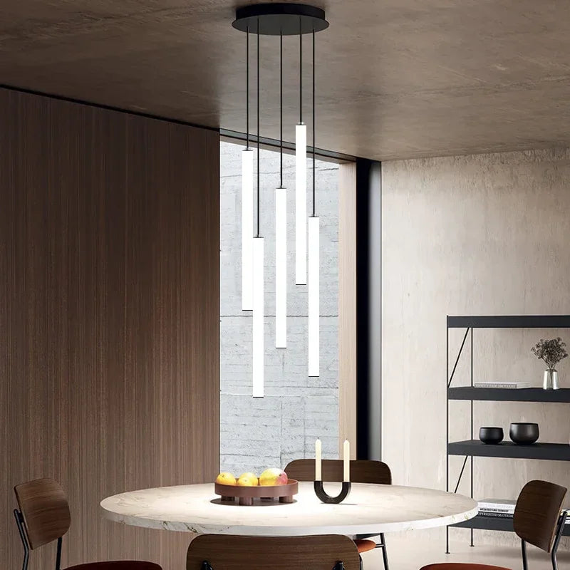 Villa Hanging Pendant Light Rotating Linear Staircase Acrylic Chandelier For Home Living Room Lobby Restaurant Luminaires Decora