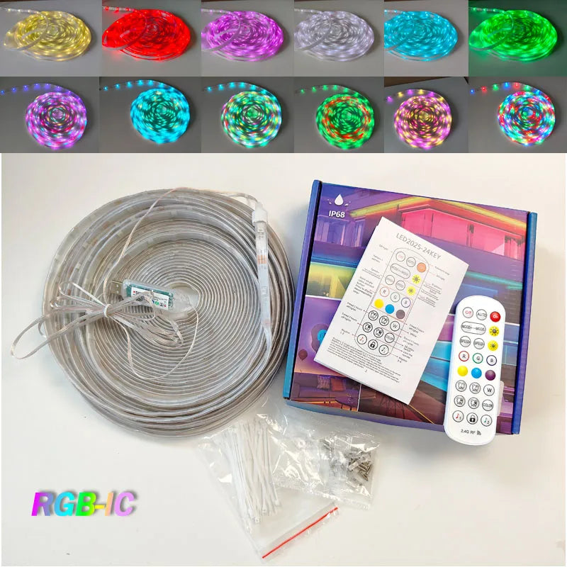 Outdoor LED Strip Lights Waterproof IP68 USB RGB LED Strip with Bluetooth App RF Remote Control Music Sync for Indoor Outdoor