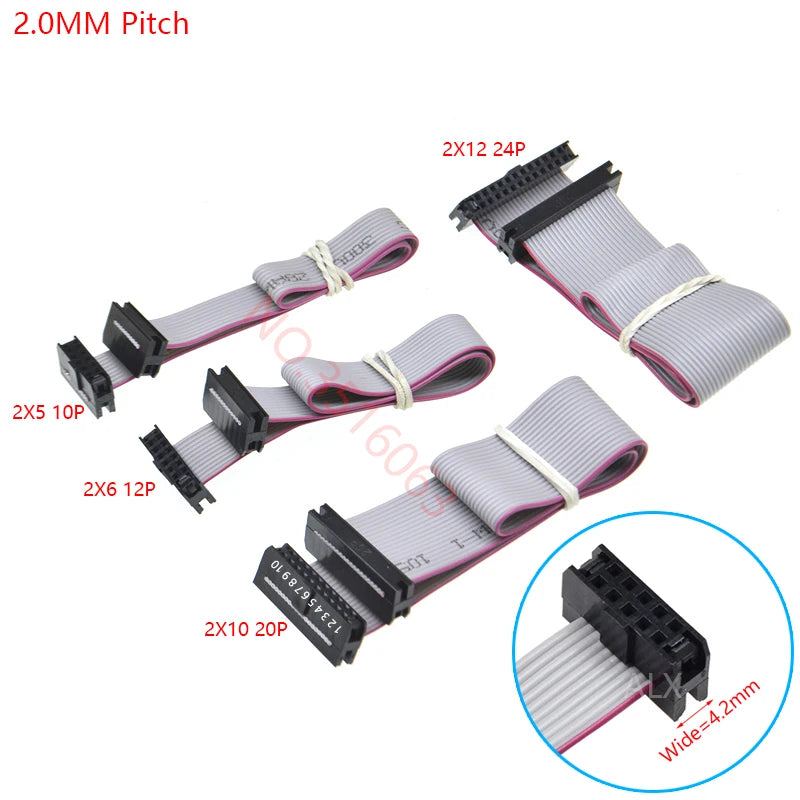 1PCS 1.27MM/2.0MM/2.54MM Pitch FC-6/8/10/16/20/40/50 Pin 20/30/50/CM Gray Flat Ribbon Jtag Isp Download Data Cable 1.27 2.0 2.54