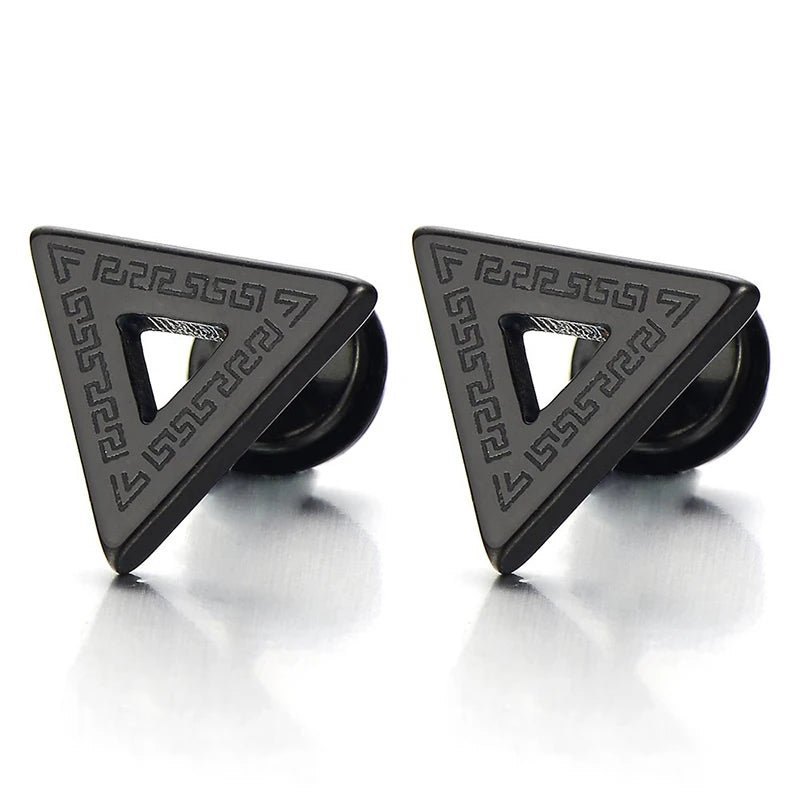 1 /11 Pairs Punk Stainless Steel Stud Earrings Black Earrings Set For Men Women Vintage Hip Hop Piercing Ear Jewelry Accessories