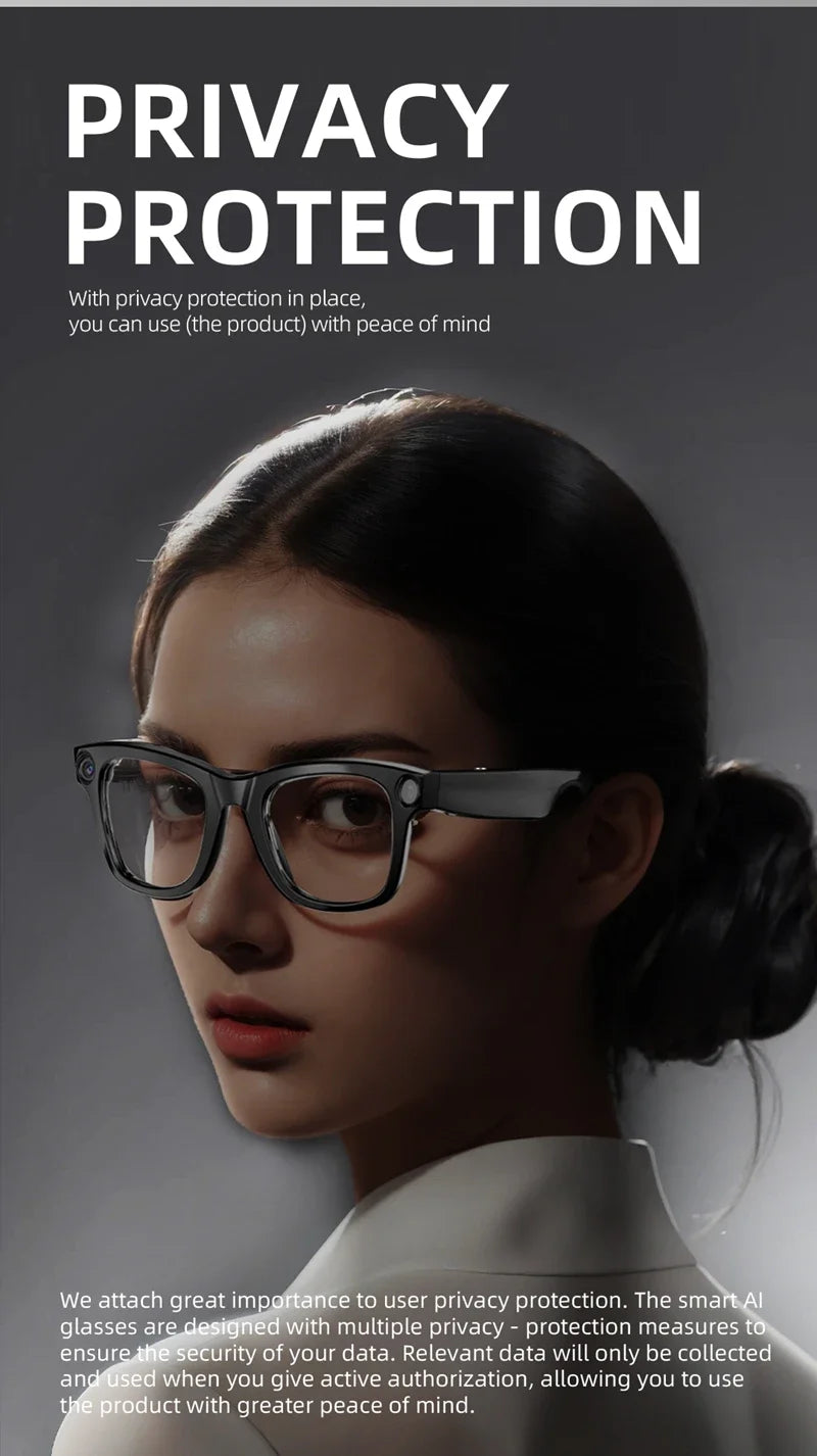 4K 800W pixel Smart AI Glasses Shooting Camera Photo Video Voice Assistant Call Translation Waterproof Bluetooth Glasses