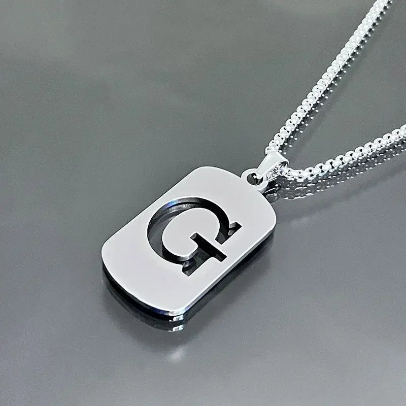 Fashion Punk A-Z Initial Tag Letter Stainless Steel Pendant Necklaces for Men Women Wholesale Jewelry Lot Collar Jewelry Goth