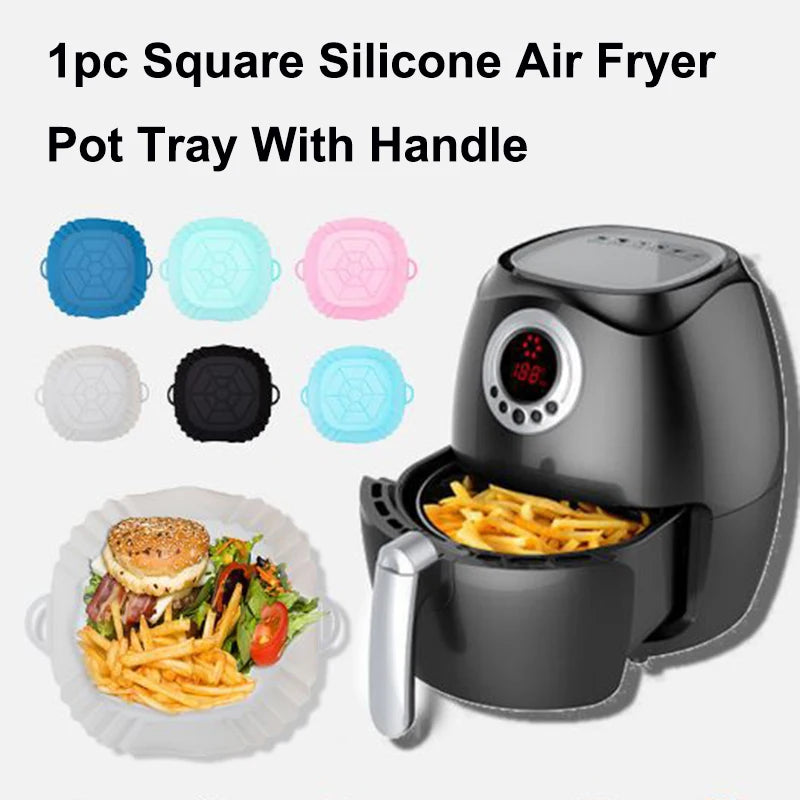Air Fryer Silicone Liners Air Fryer Silicone Pot Reusable Silicone Air Fryer Liners Food Safe Non Stick Air Fryer Basket Accesso