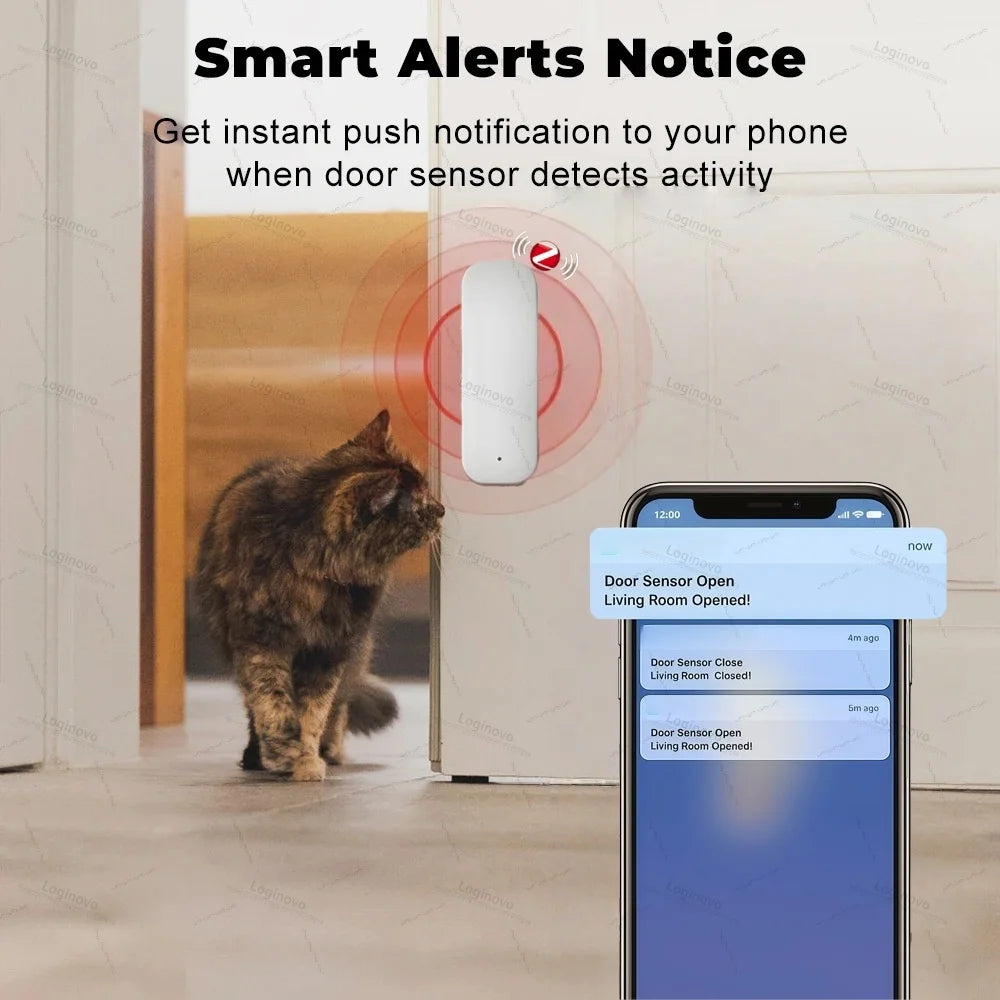 Zigbee Door Window Entry Sensor Security Burglar Magnetic Alarm Smart Life Contact Detector For Alexa Google Home Tuya Z2M