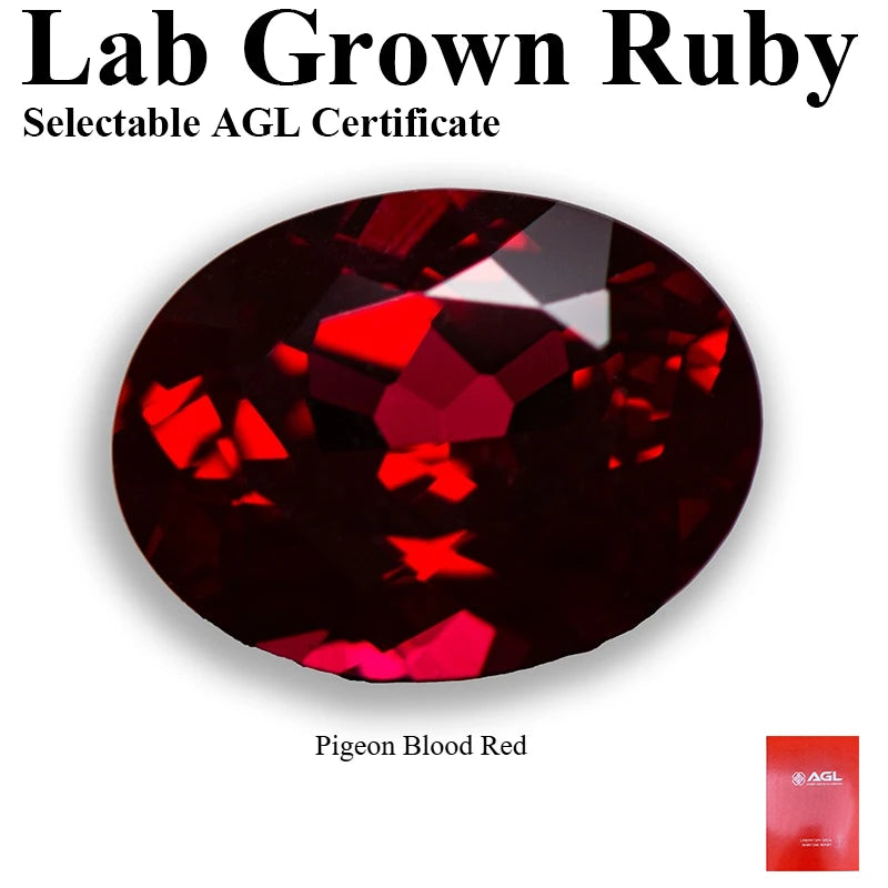 Top Lab Grown Ruby Oval Cut Pigeon Blood Red VVS1 Gemstone For Charms DIY Jewelry Making Selectable Certificate