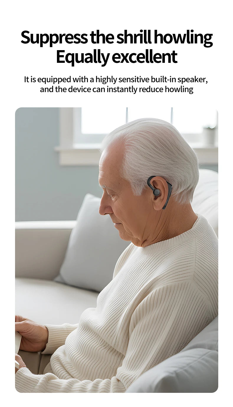 New Compact Lightweight Single Rechargeable Headphones Noise Cancelling Feature Ear-hook Earbuds Suitable For The Elderly