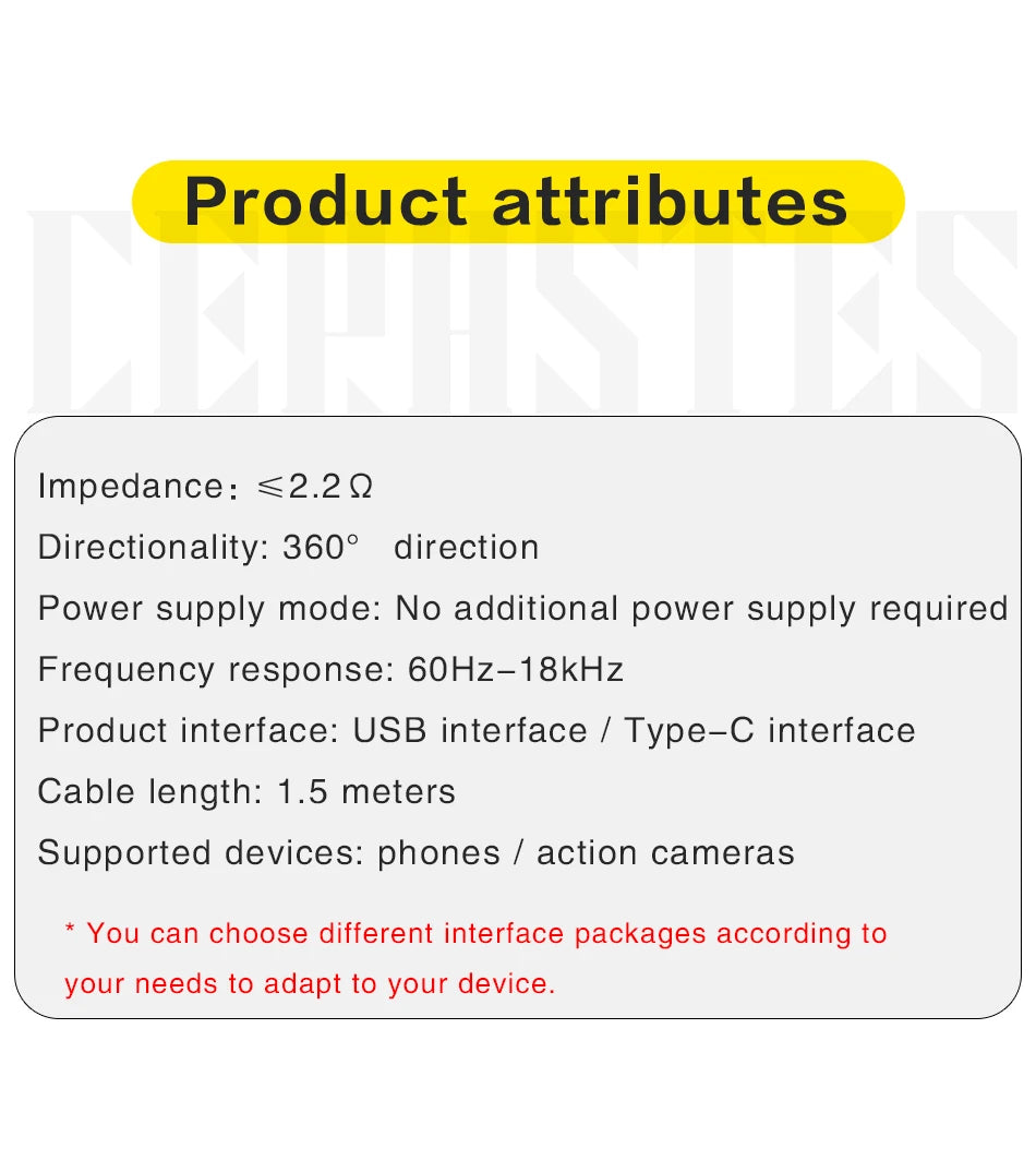High-fidelity external wired microphone for cameras mobile phones computers Lighting Type-C Micro USB interface Microphone HD