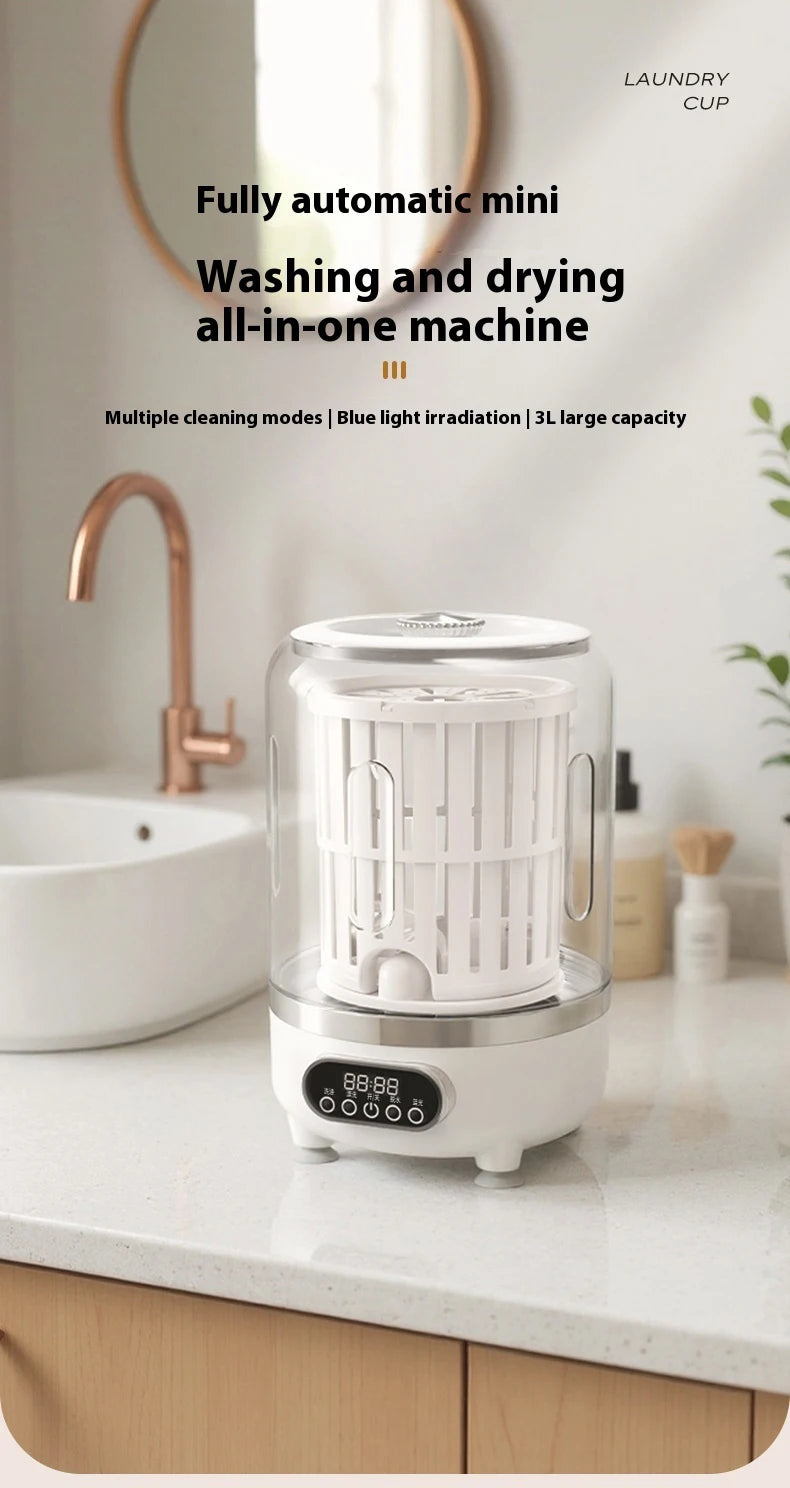 Mini turbo washing machine 3L fully automatic small USB charging portable sock and underwear specific washing machine.