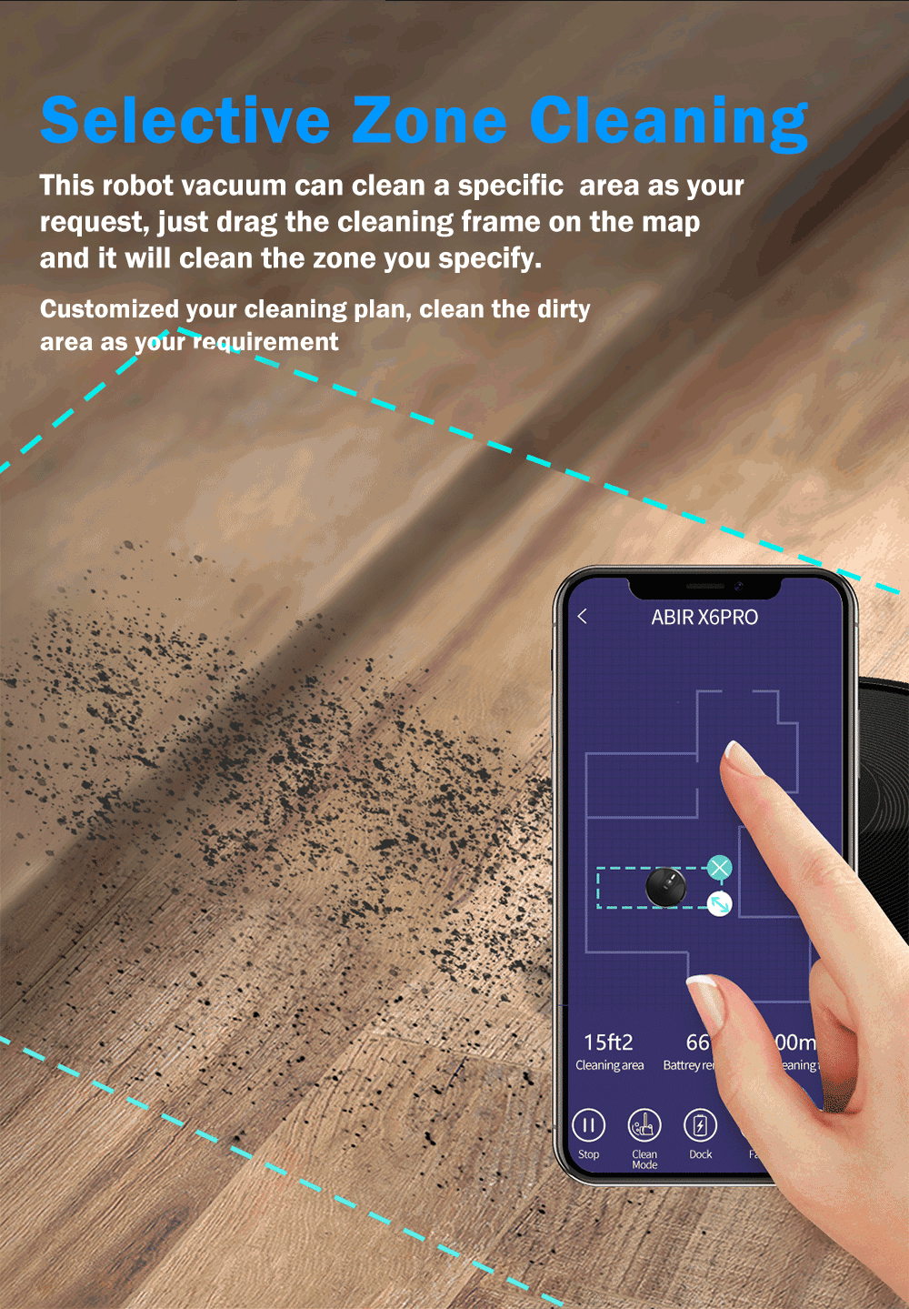 Robot Vacuum Cleaner ABIR X6 ,Visual Navigation,APP Virtual Barrier,6000PA Suction,Smart Home Mop,Floor Carpet Washing Tool