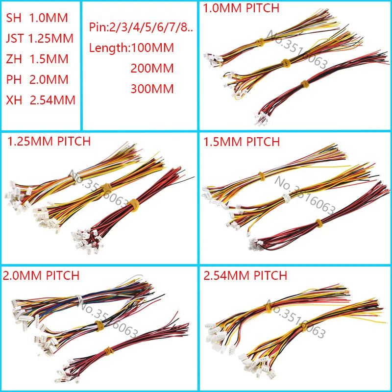 10Pcs 1.0 1.25 1.5 2.0 2.54 Sh/Jst/Zh/Ph/Xh 1.0mm 1.25mm 1.5mm 2.0mm 2.54mm Female Plug Connector With Wire 2/3/4/5/6/7/8/P Pin
