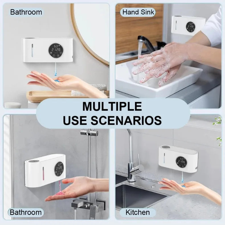 Automatic Soap Dispenser Wall-Mounted Non-Contact Sensor Soap Dispenser (With LED Screen) for Bathroom Kitchen Soap Dispenser